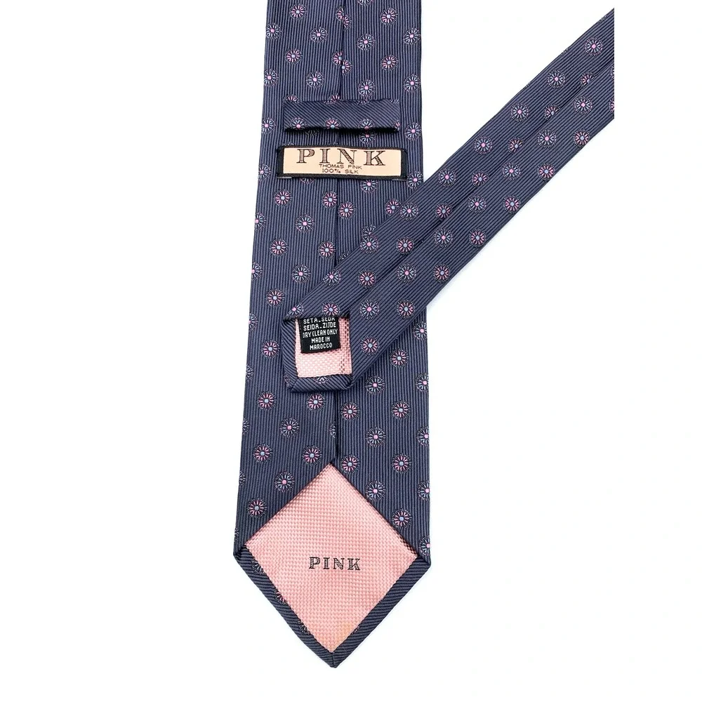 Thomas Pink Men's 100% Silk Tie Woven Polka Dot Design Made in‎ Morroco 59